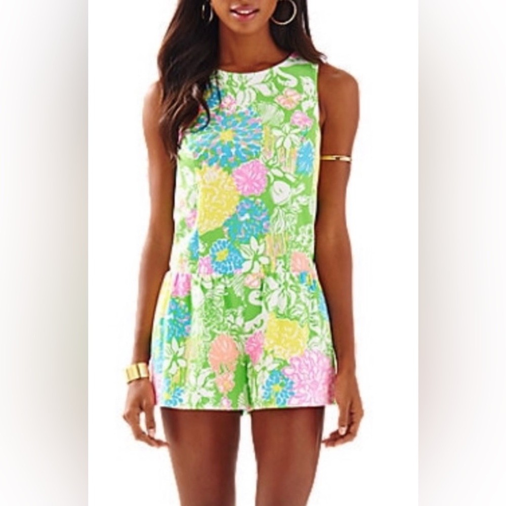 Lilly Pulitzer - Gretch Romper - Size 6 - Hibiscus Stroll - NWOT